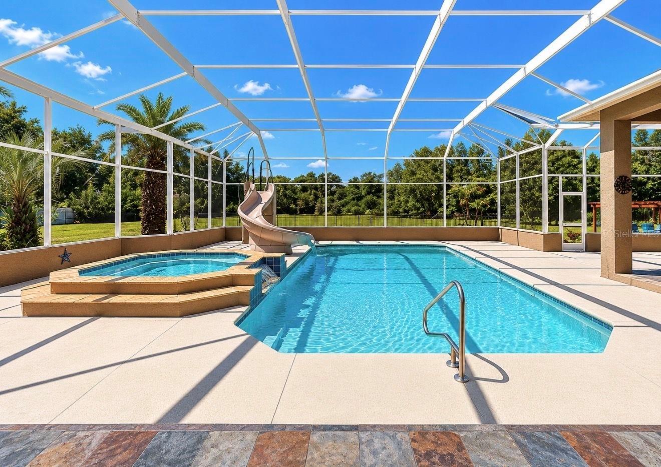 Custom pool and spa with slide