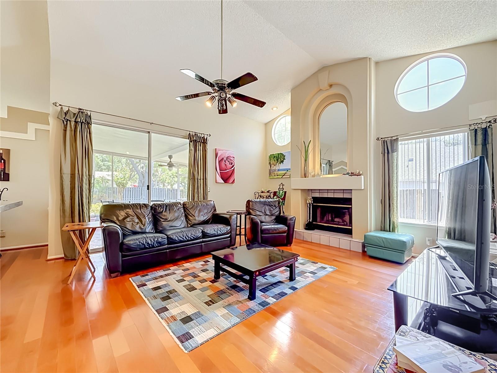 Sliding glass door to covered Lanai off family room.