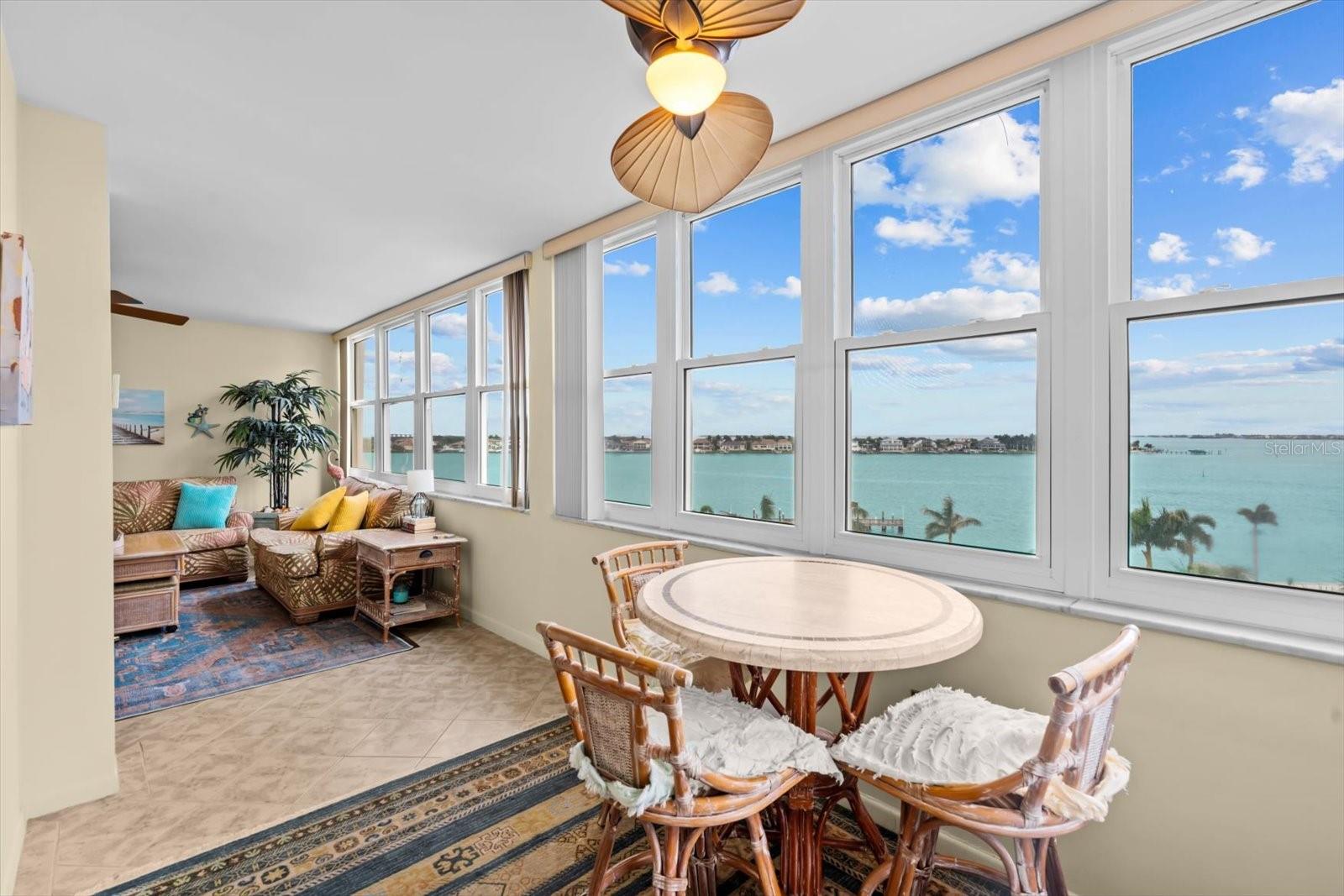 The 1,605 living space is unique in the water views and layout. Living room turns into another sitting area adjacent to the master suite.