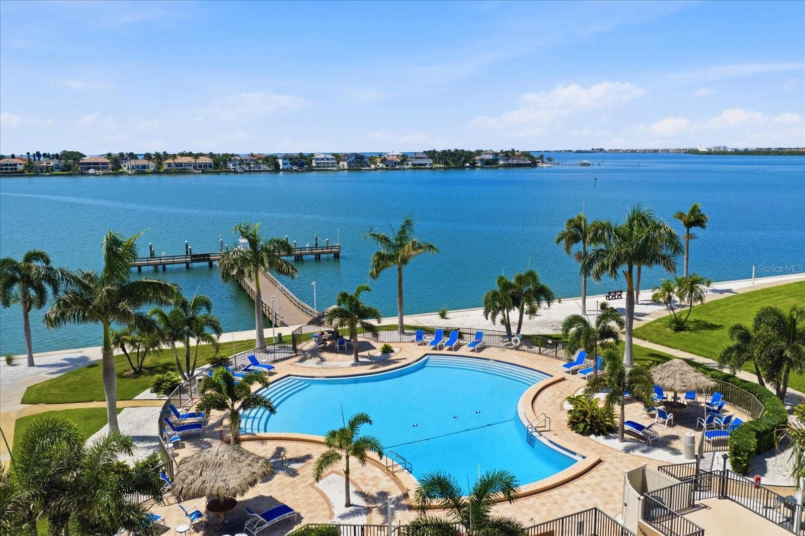 The community boasts four heated swimming pools, a jacuzzi/hot tub, four HAR-TRU tennis courts lighted for night play, pickleball and shuffleboard courts and a waterfront Pavilion picnic and event area with a fire pit.