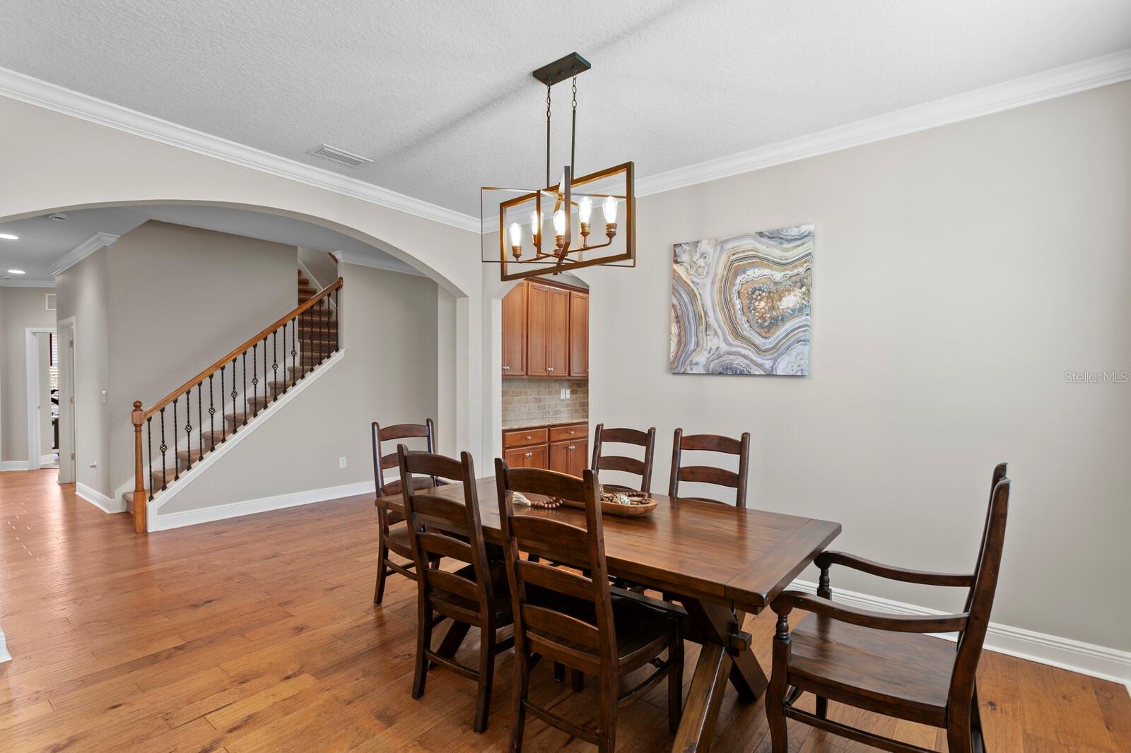 Formal dining room looking into foyer