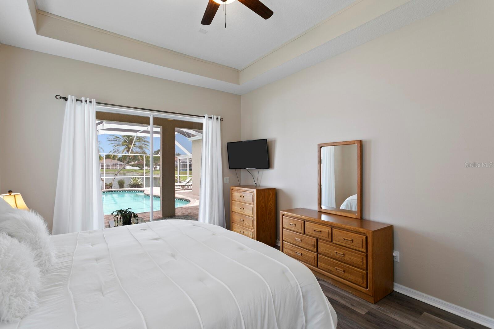 Poolside views from the primary suite