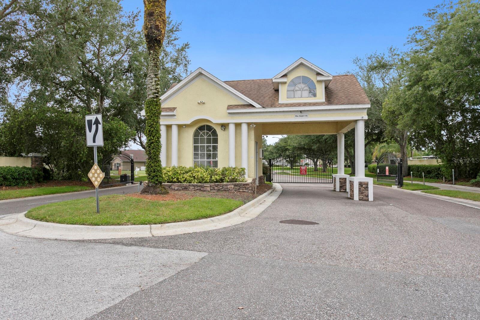 Gated entrance to Valencia Lakes community