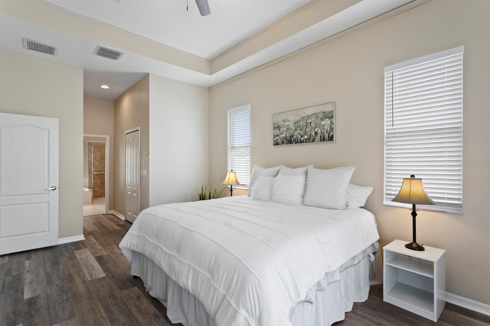 Primary suite with dual closets