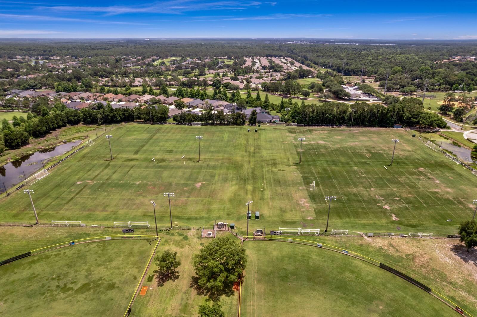 Multiple soccer fields