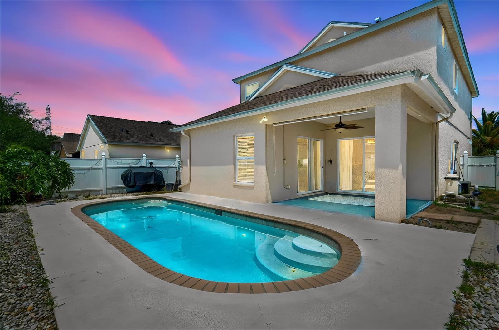 Twilight pool views.