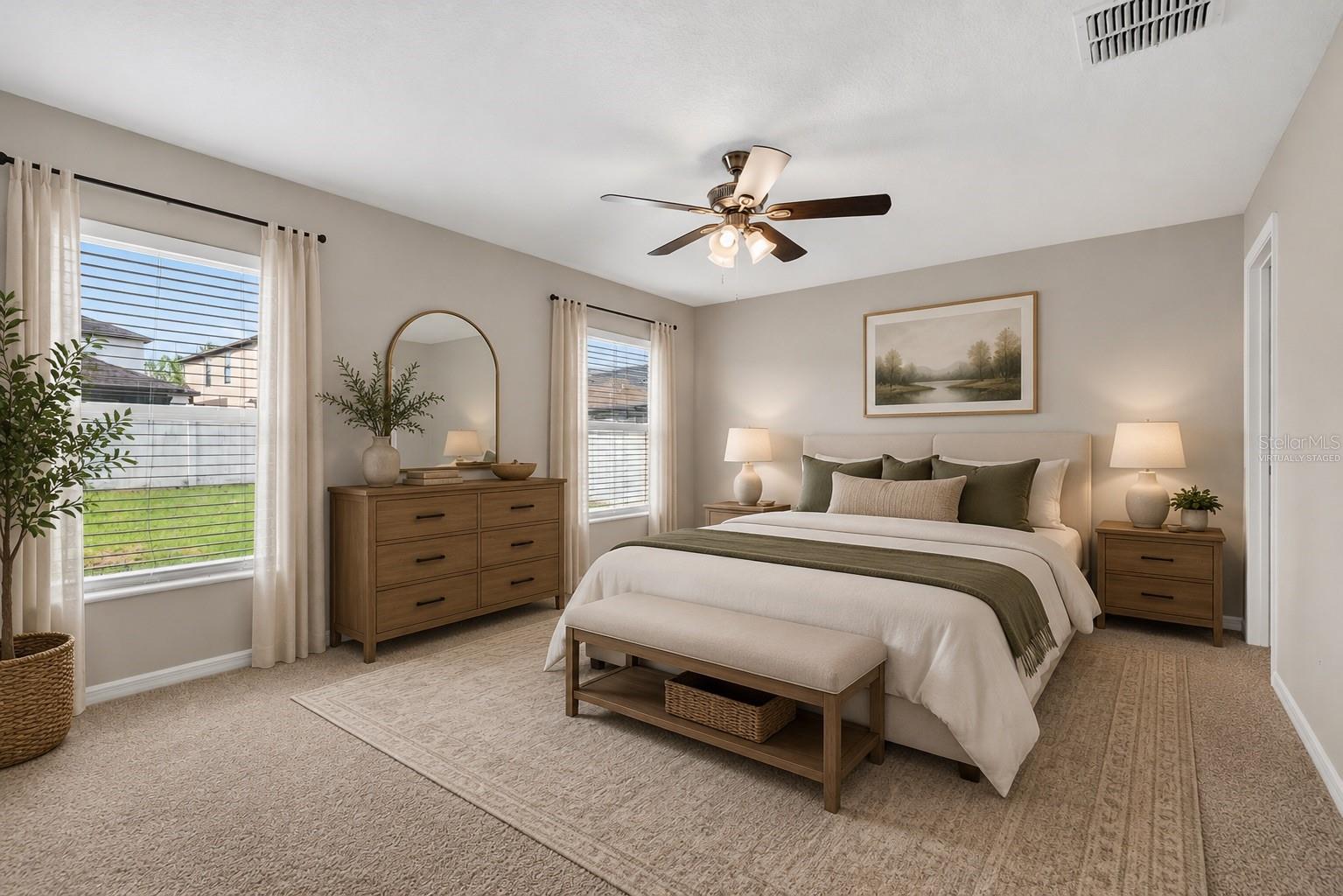 Virtually Staged Primary Bedroom with En-Suite Bath