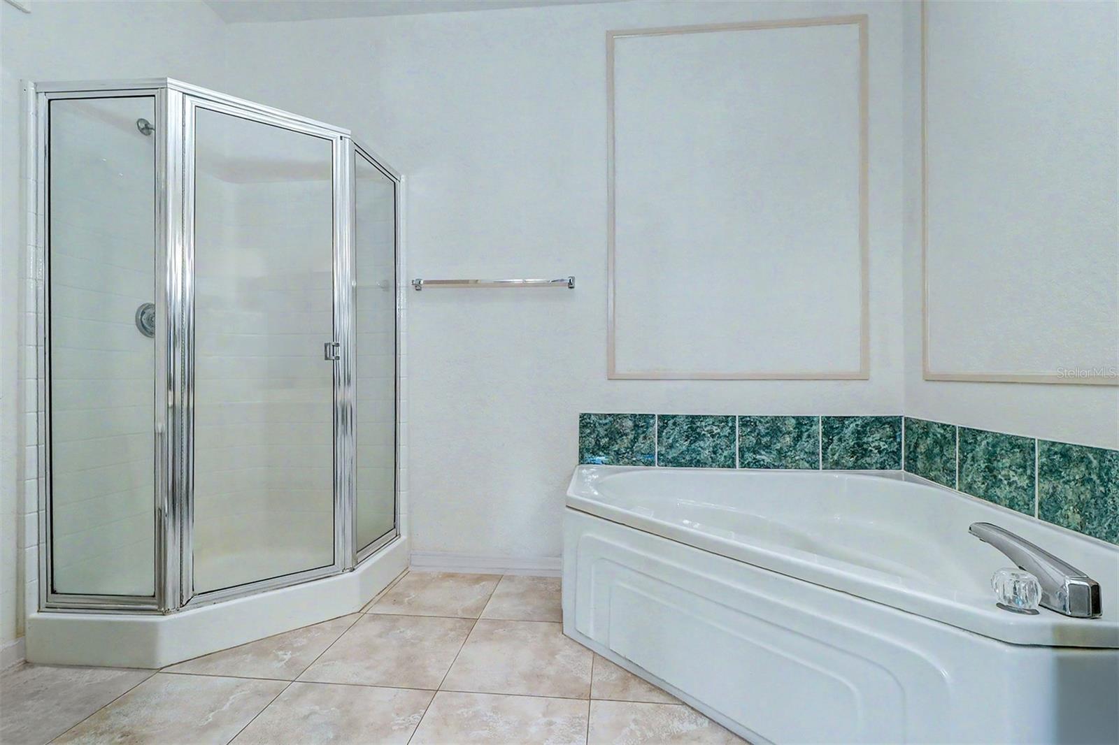 Primary bathroom garden tub and separate shower