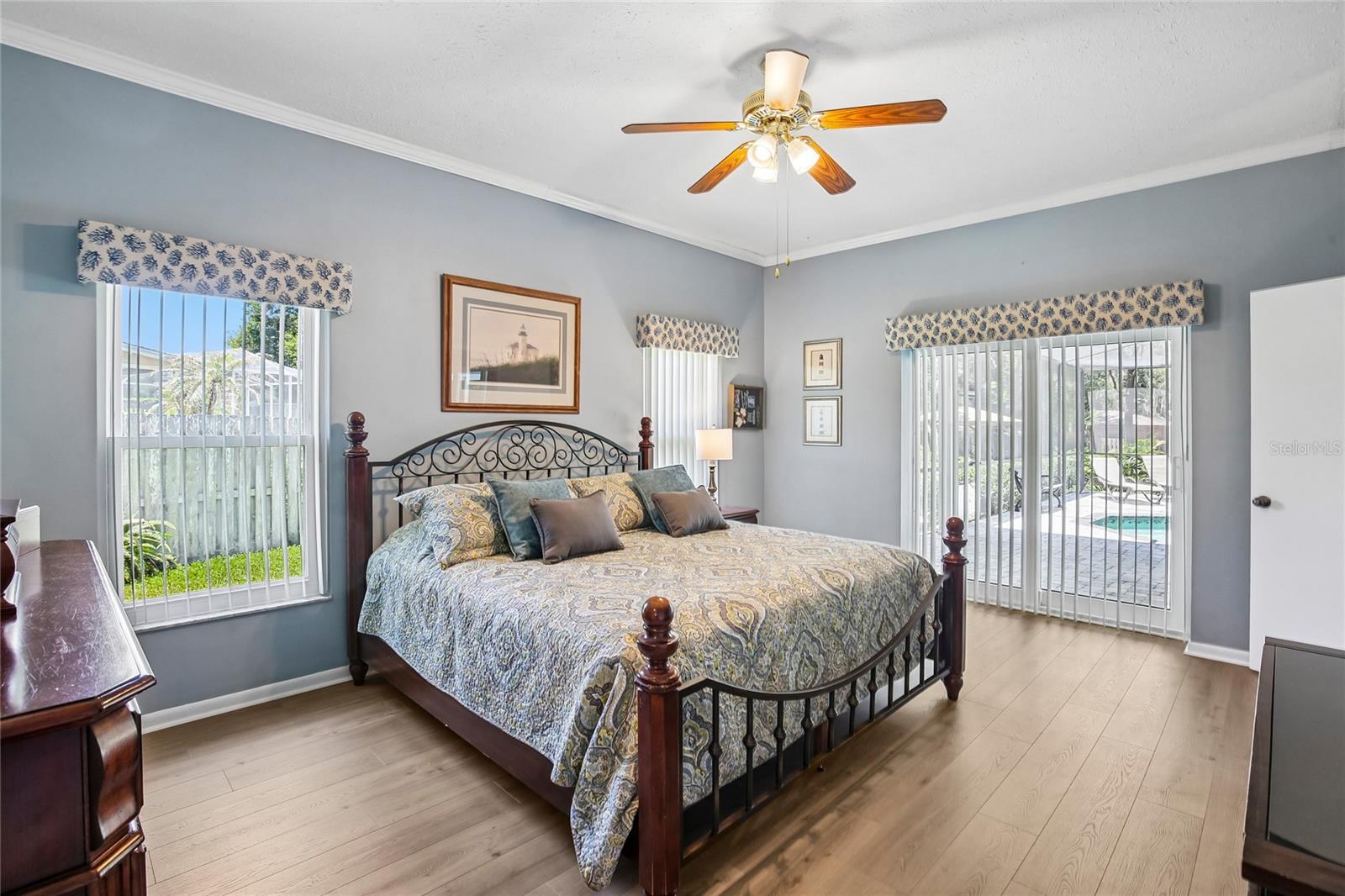 Primary Bedroom pocket sliders that open the the lanai
