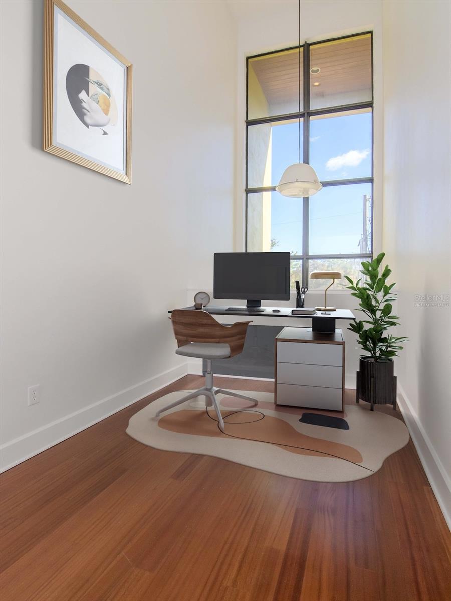 2nd level - Virtually staged office (could also function as a 4th bedroom if needed - has a private door and closet)