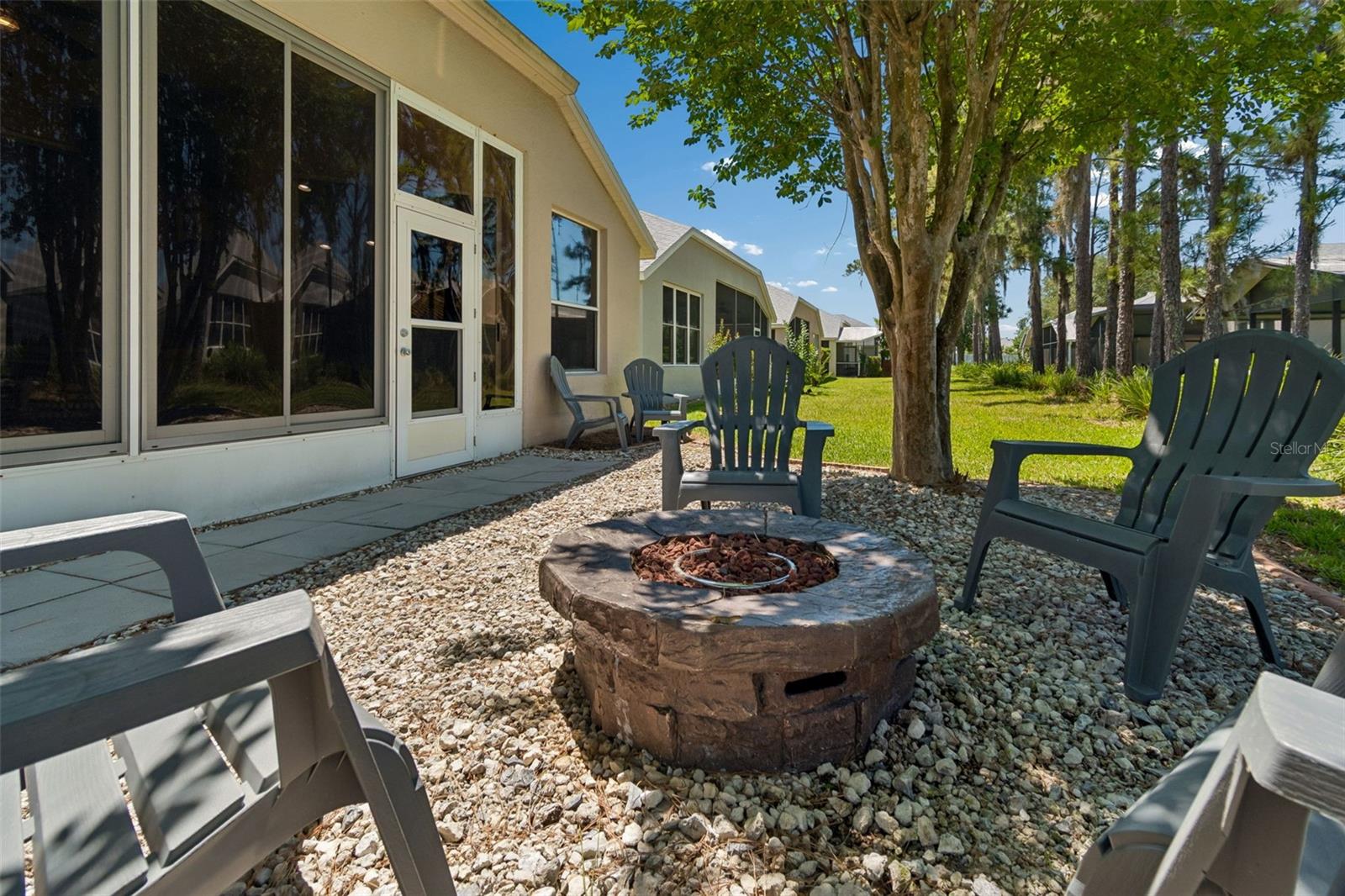 Fire pit in back yard