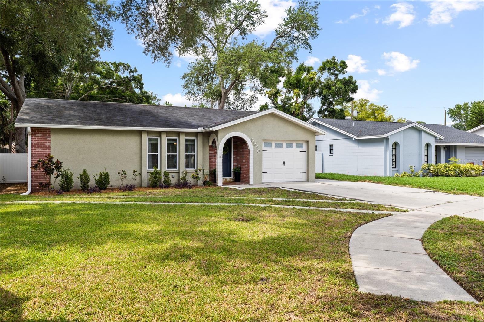 Corner lot allows the home to be set back from the road