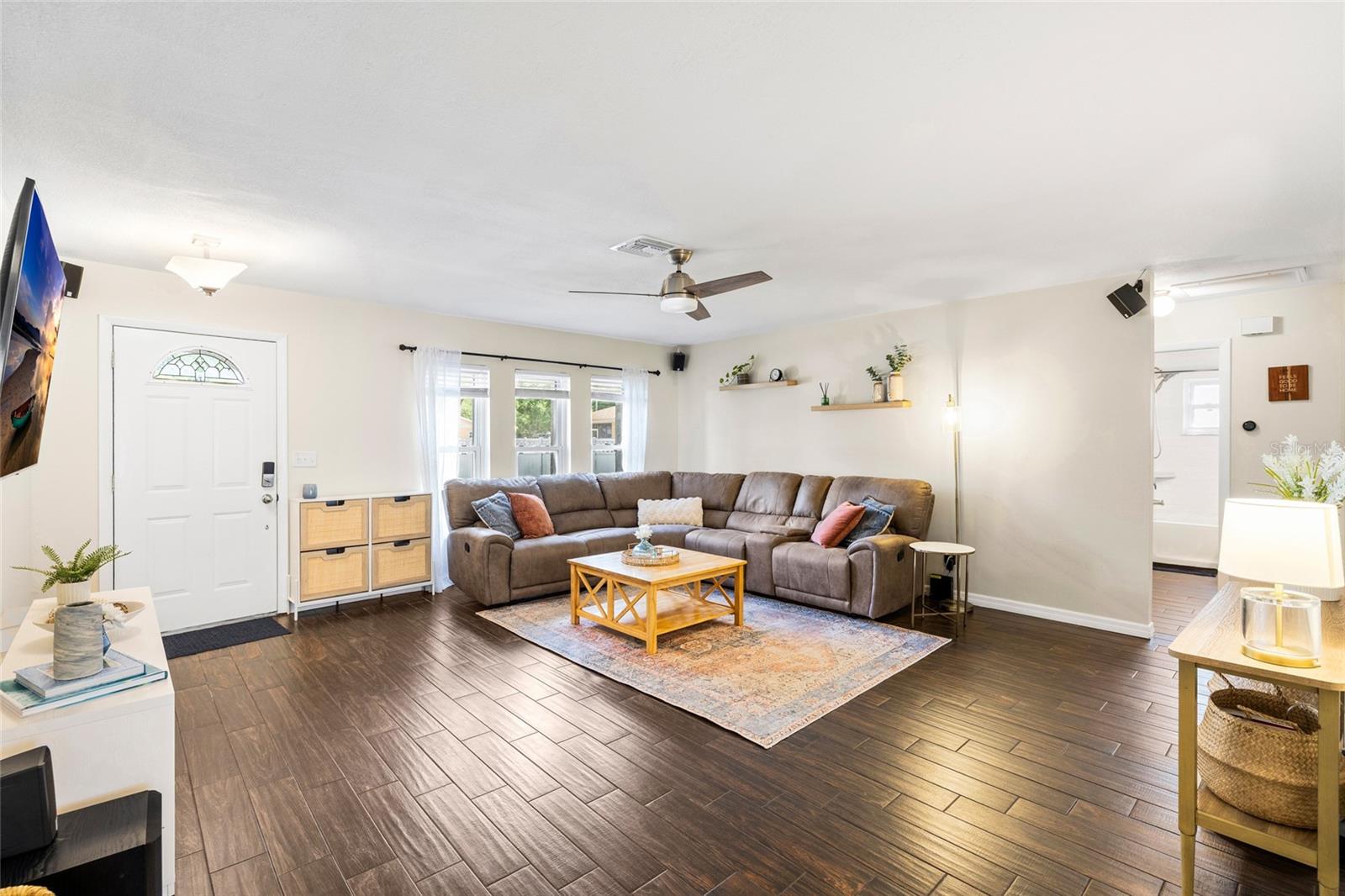 Wood look tile in all living areas