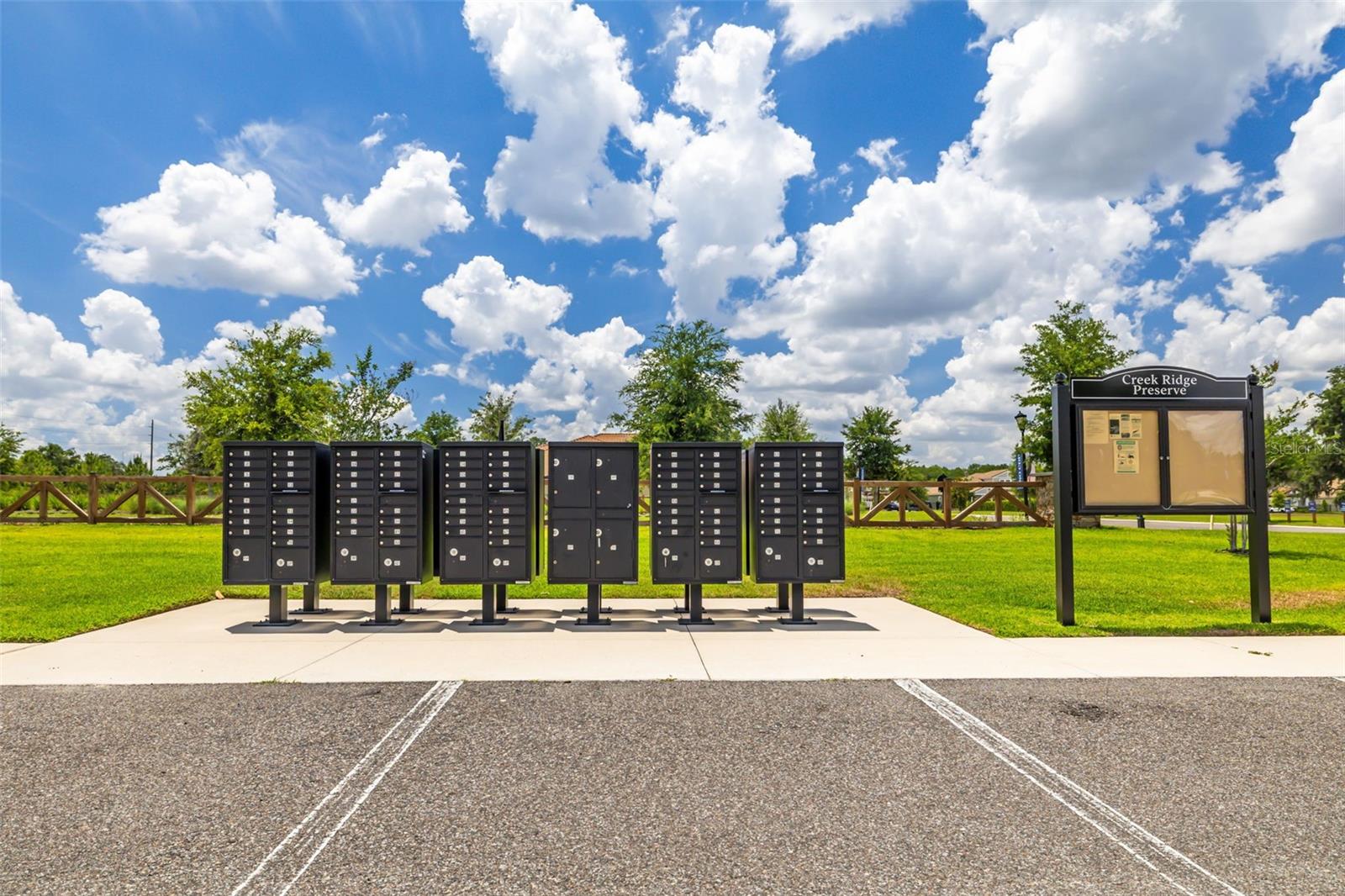 community mailboxes in the front of neighborhood