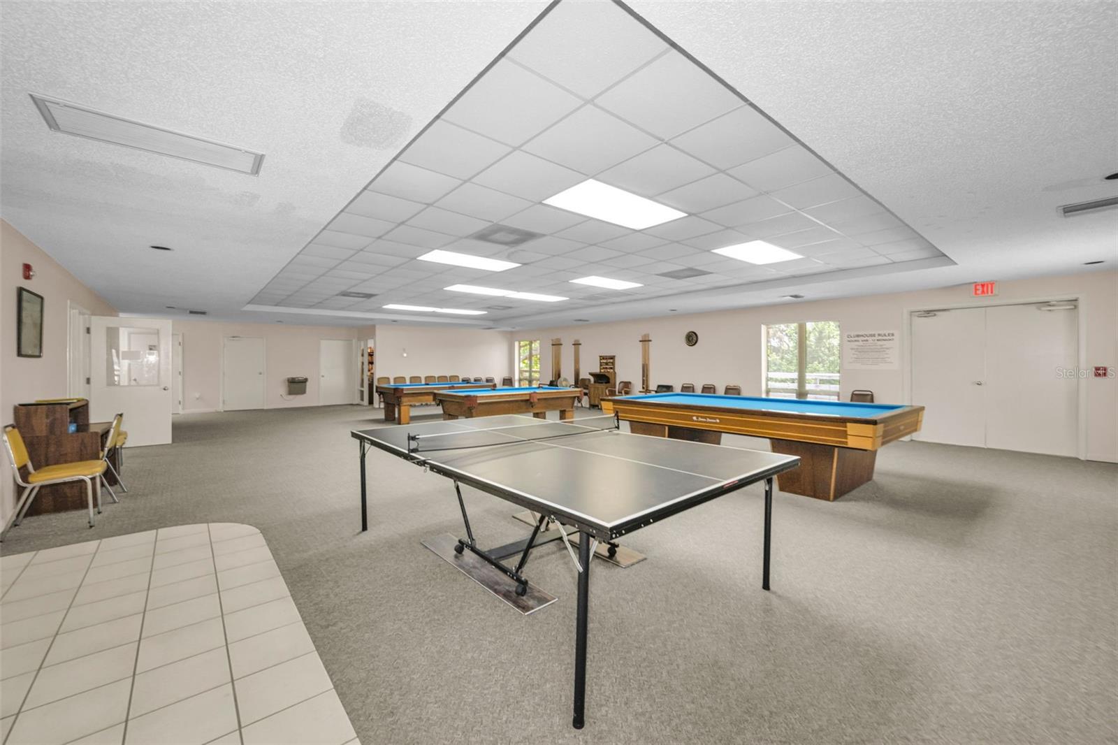 Pingpong table and 3 pool tables in Clubhouse.