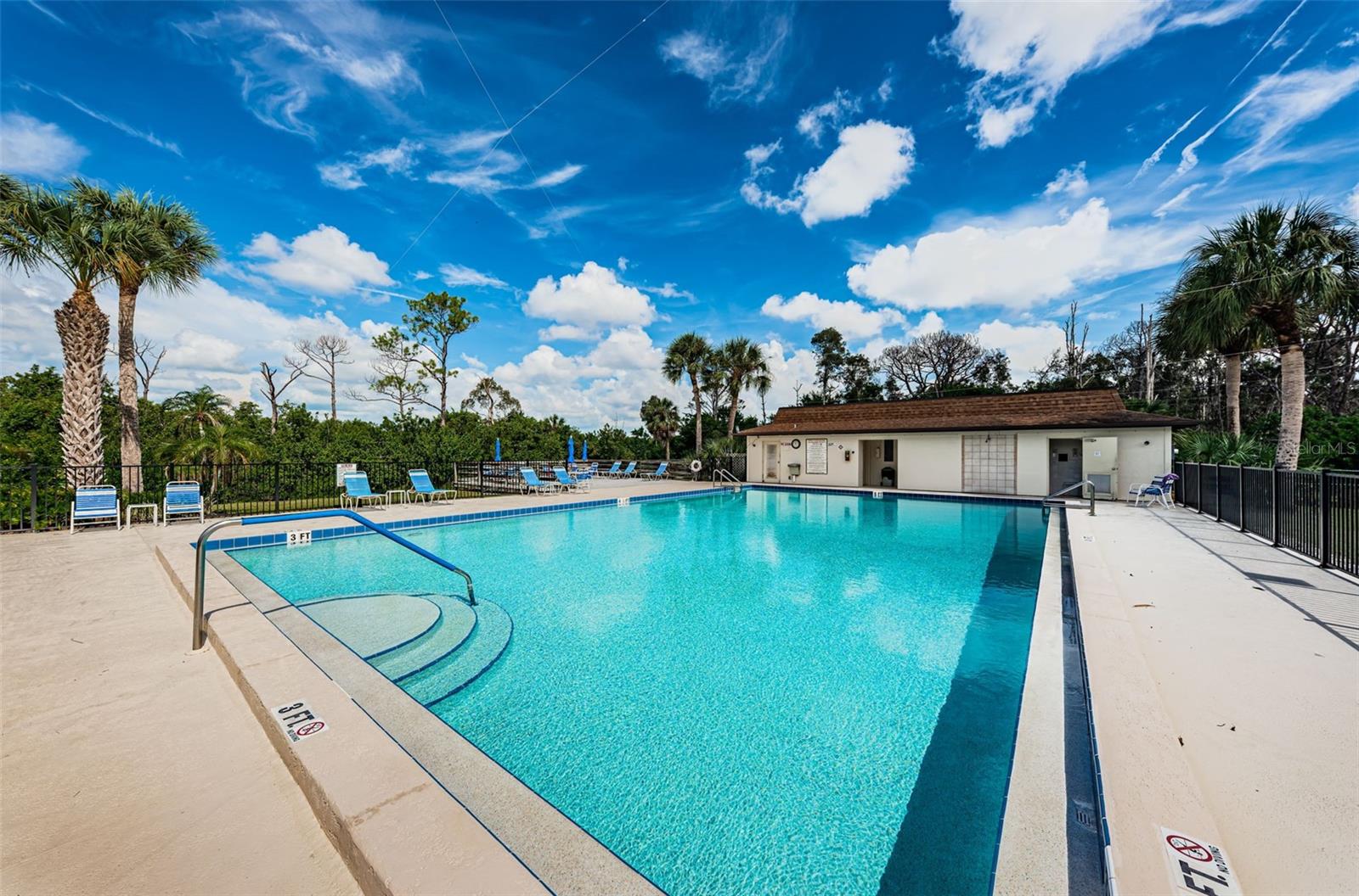Beautiful pool with restrooms!