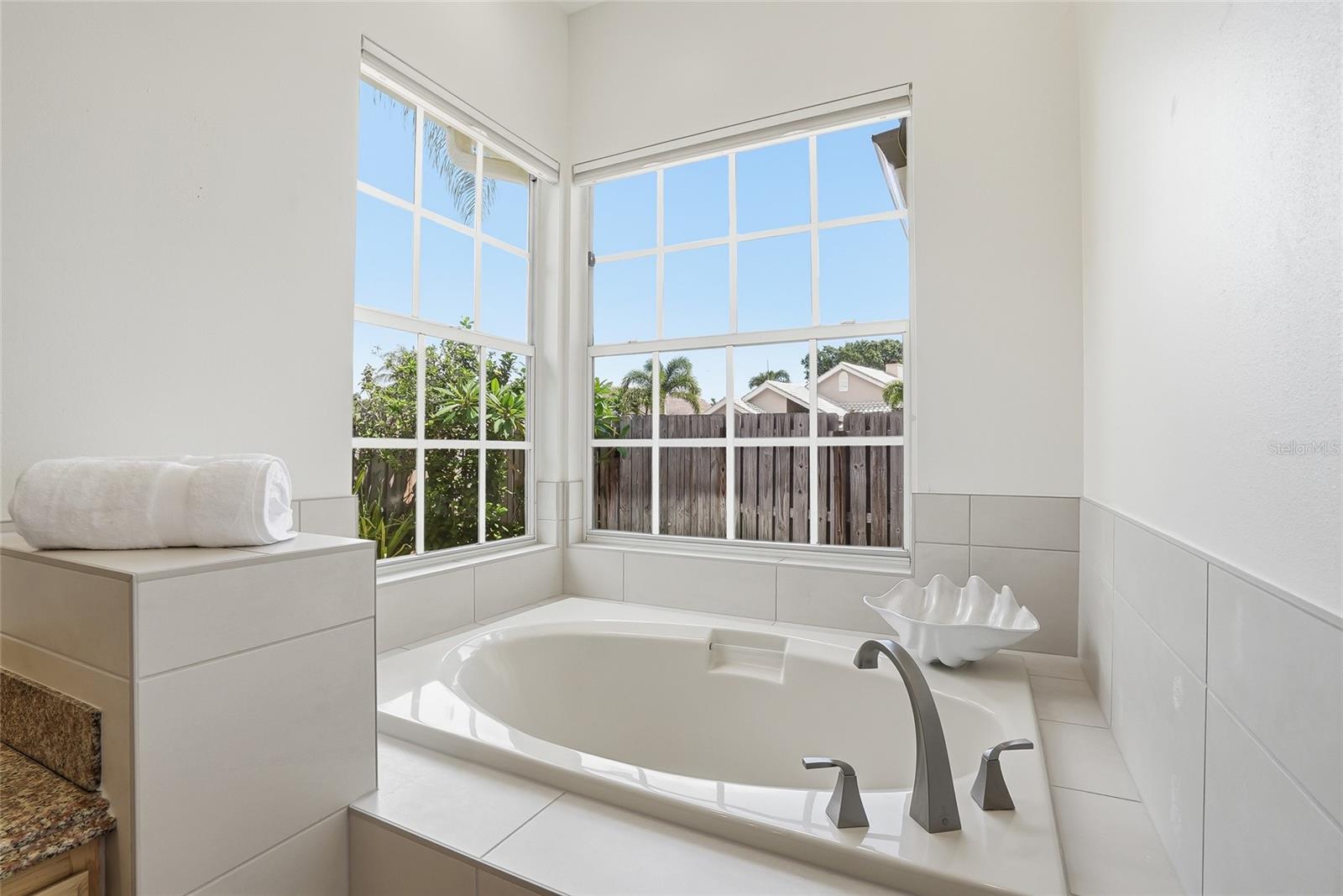 Relax in the soaking tub.