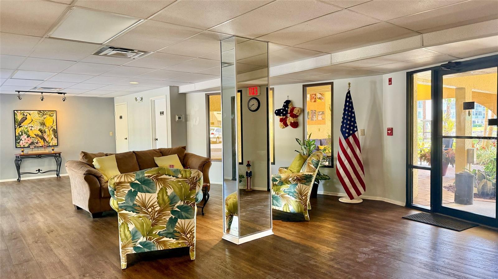Lobby at entrance of the building.