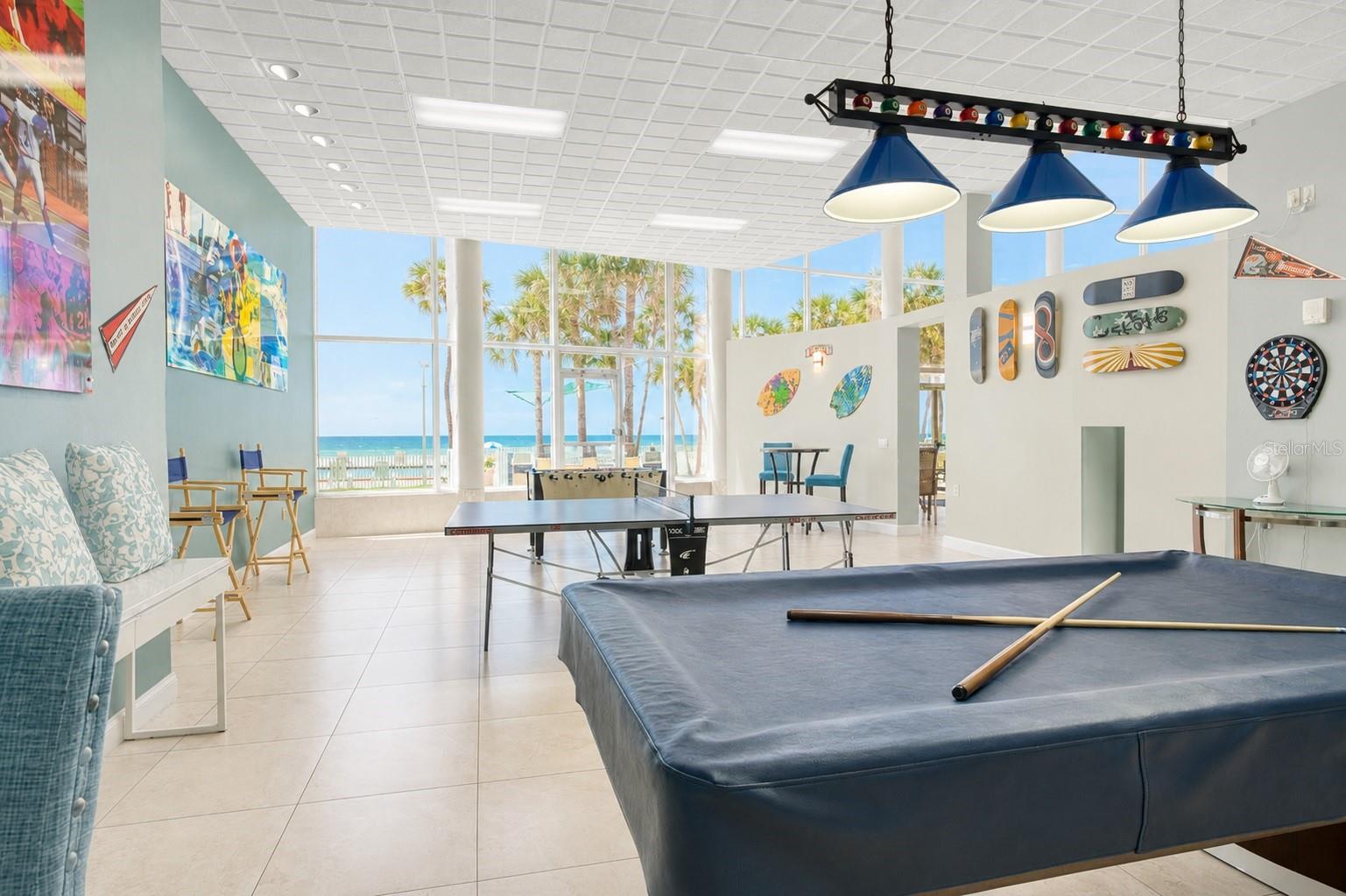 Club room and game room.