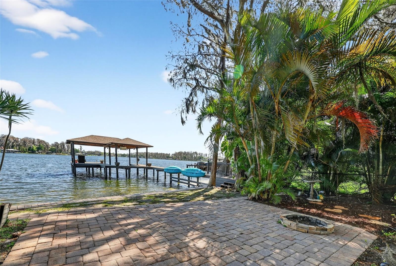 Paved area for entertaining with firepit.