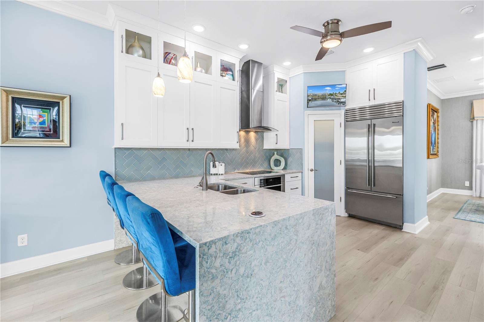 Kitchen with Cambria Waterfall Countertop