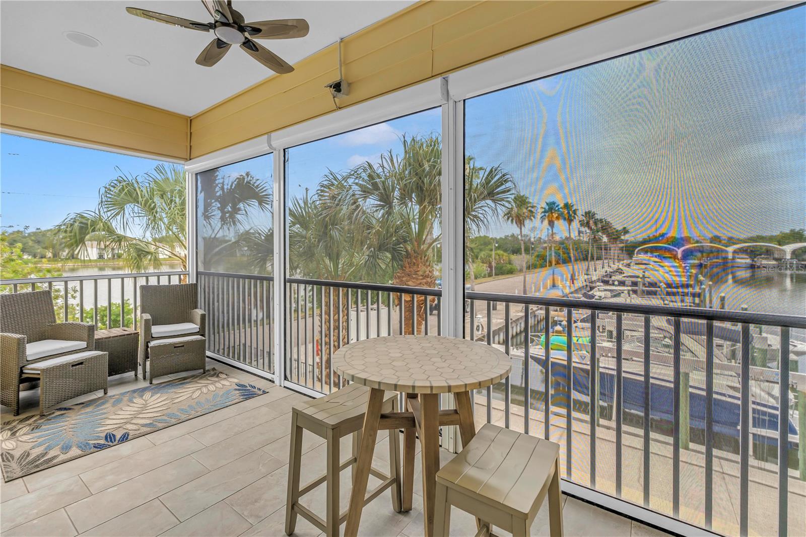 Balcony featuring automated retractable screens