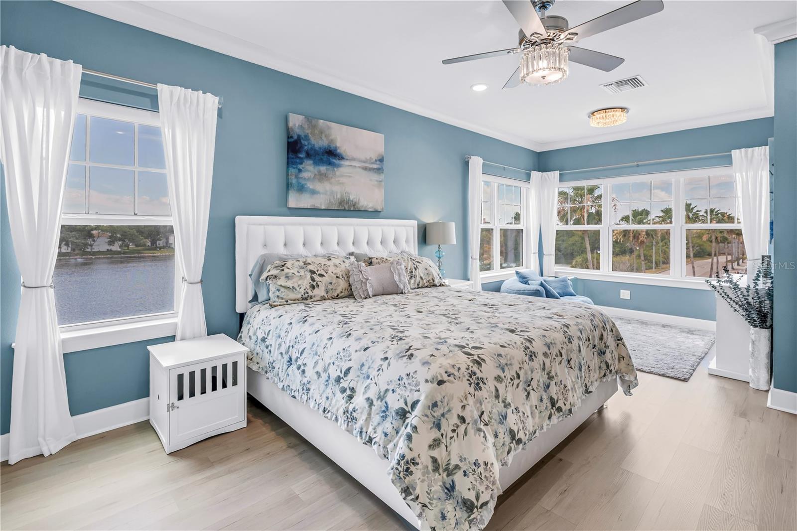 Primary Bedroom and Sitting Area with Water Views and Southern and Western Exposure