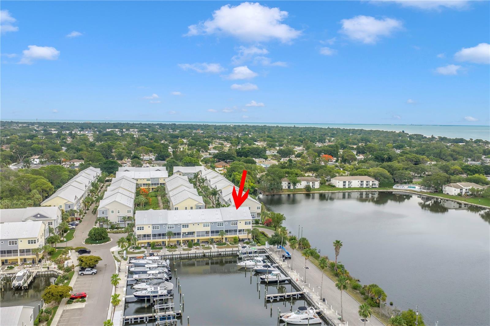 Aerial view with Pinellas Point and Tampa Bay in the background