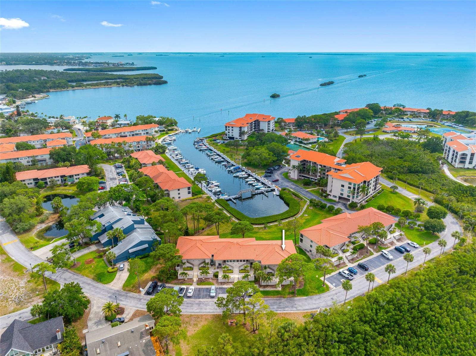 End Unit with views of the Marina