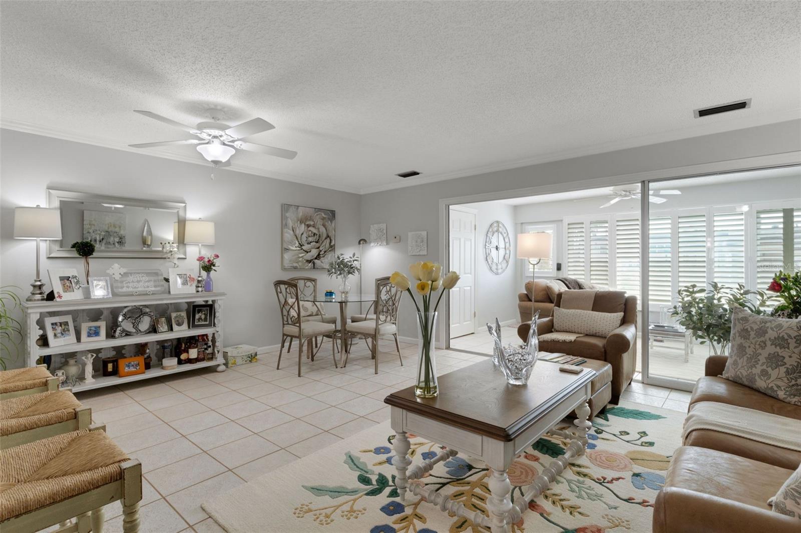 Living Room, Dining Area and Florida Room