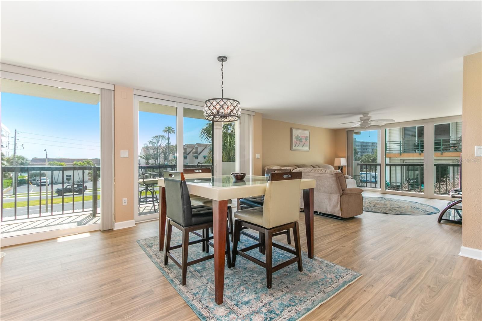 Dining room that leads to large balcony