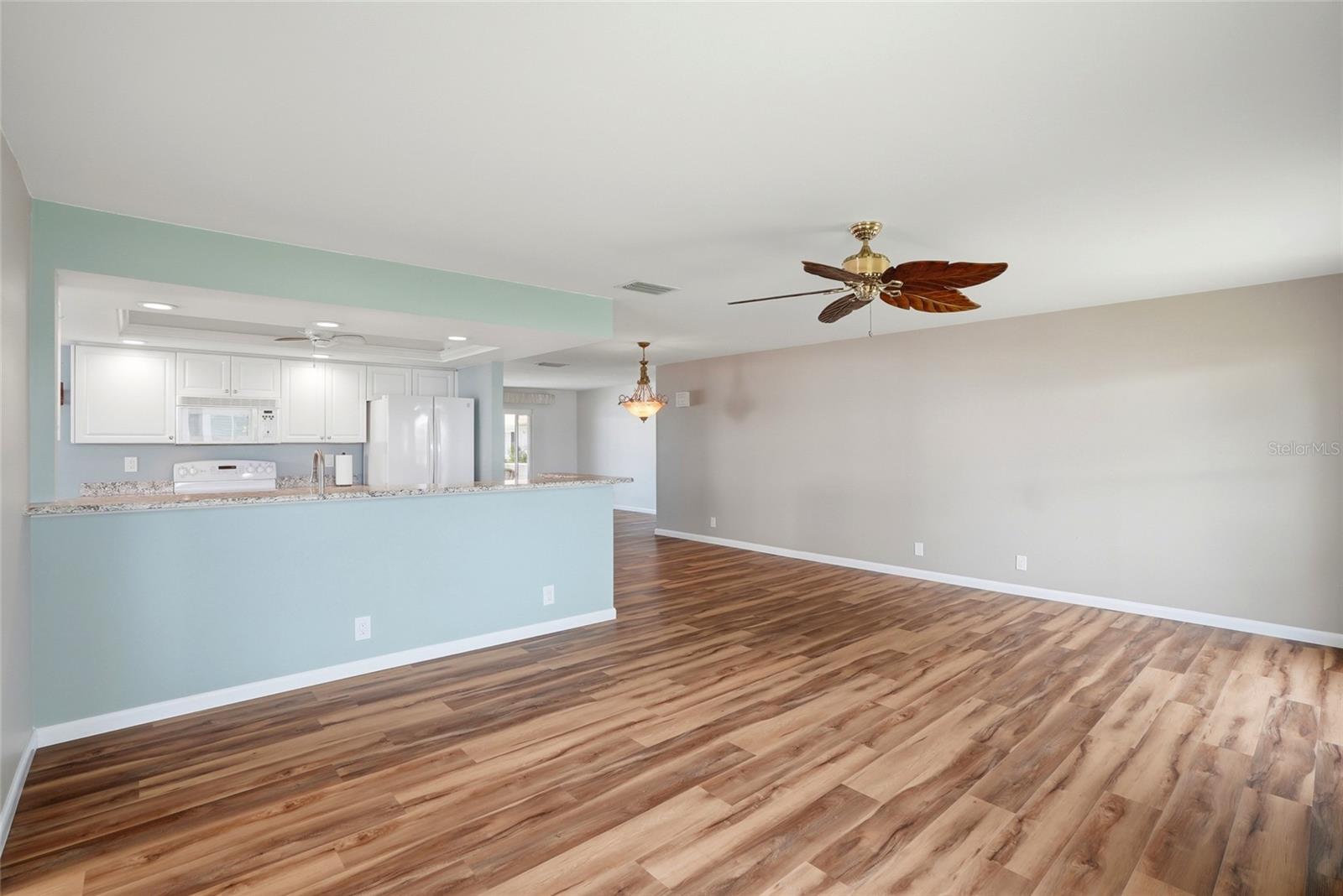 Kitchen opens up to the living area.