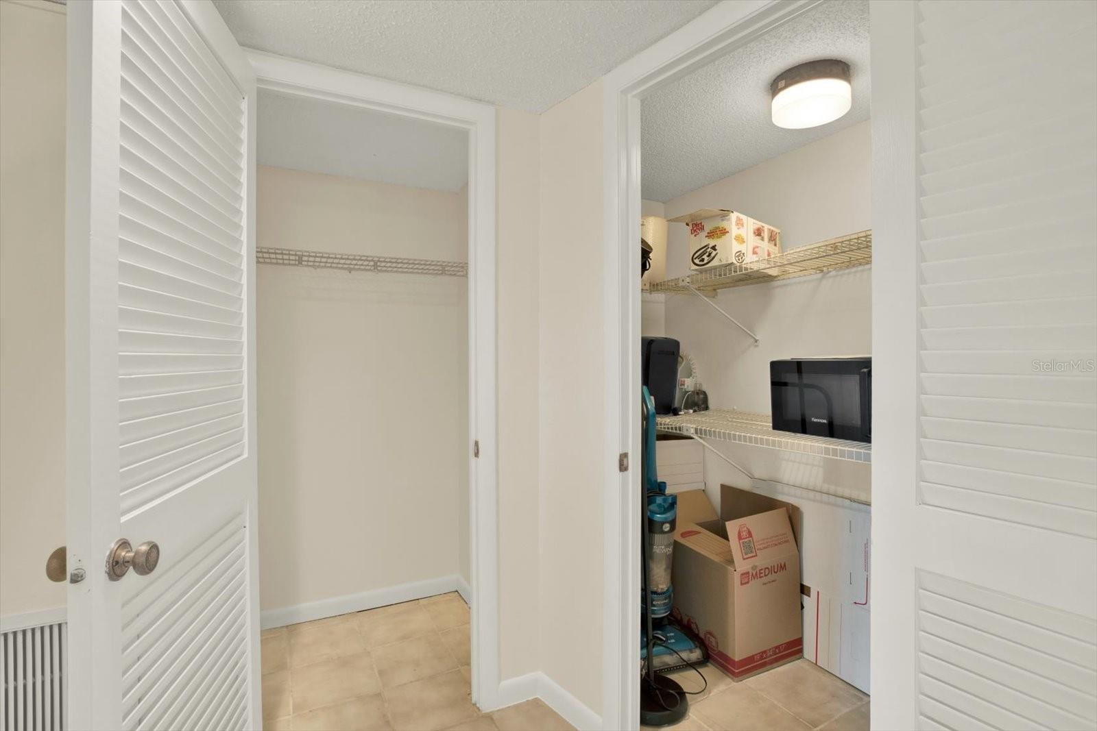 Unit has ample storage - coat closet and oversized storage closet.