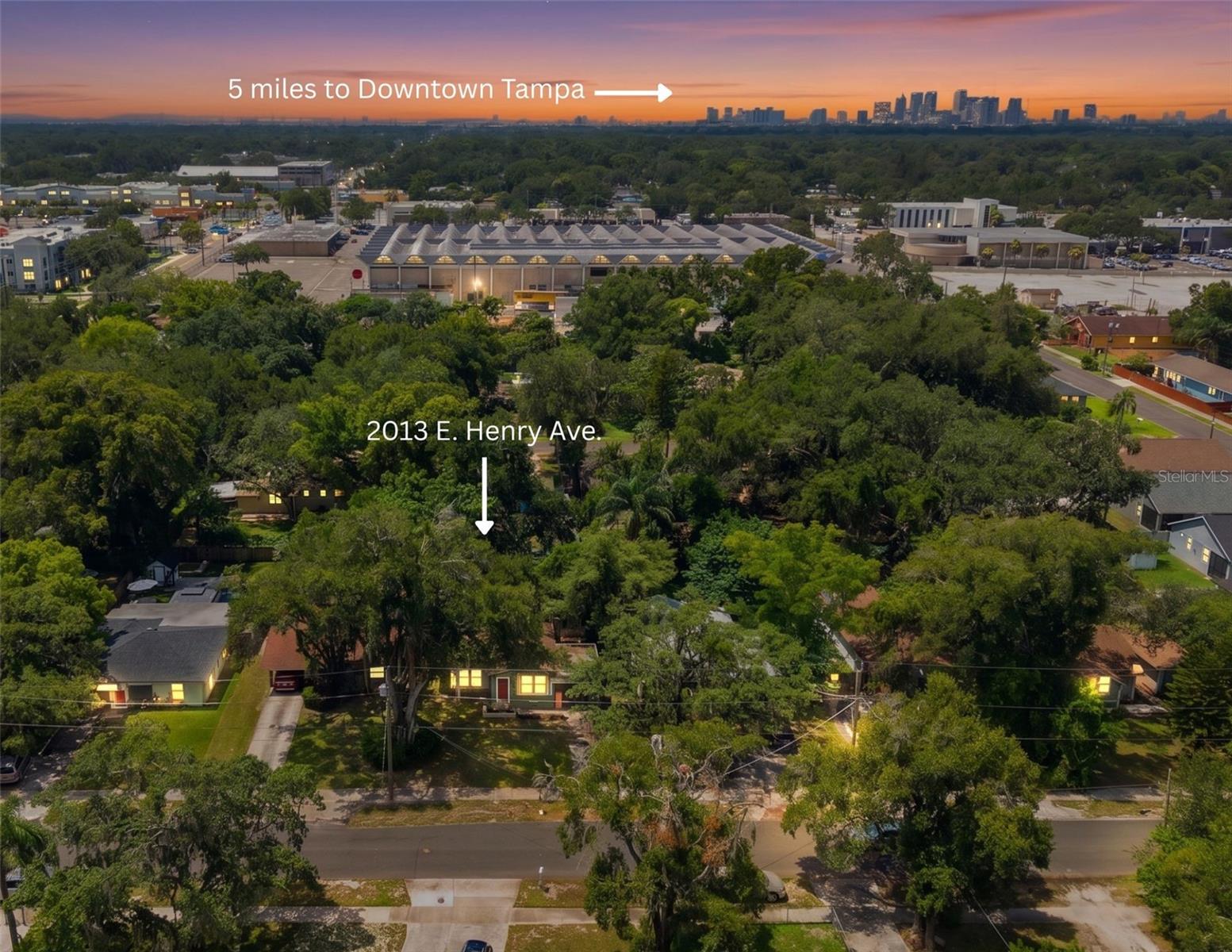 Home in relation to downtown Tampa