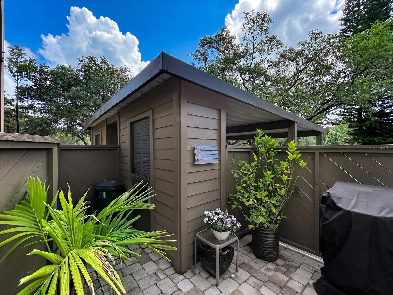 Patio to grill along with storage closet