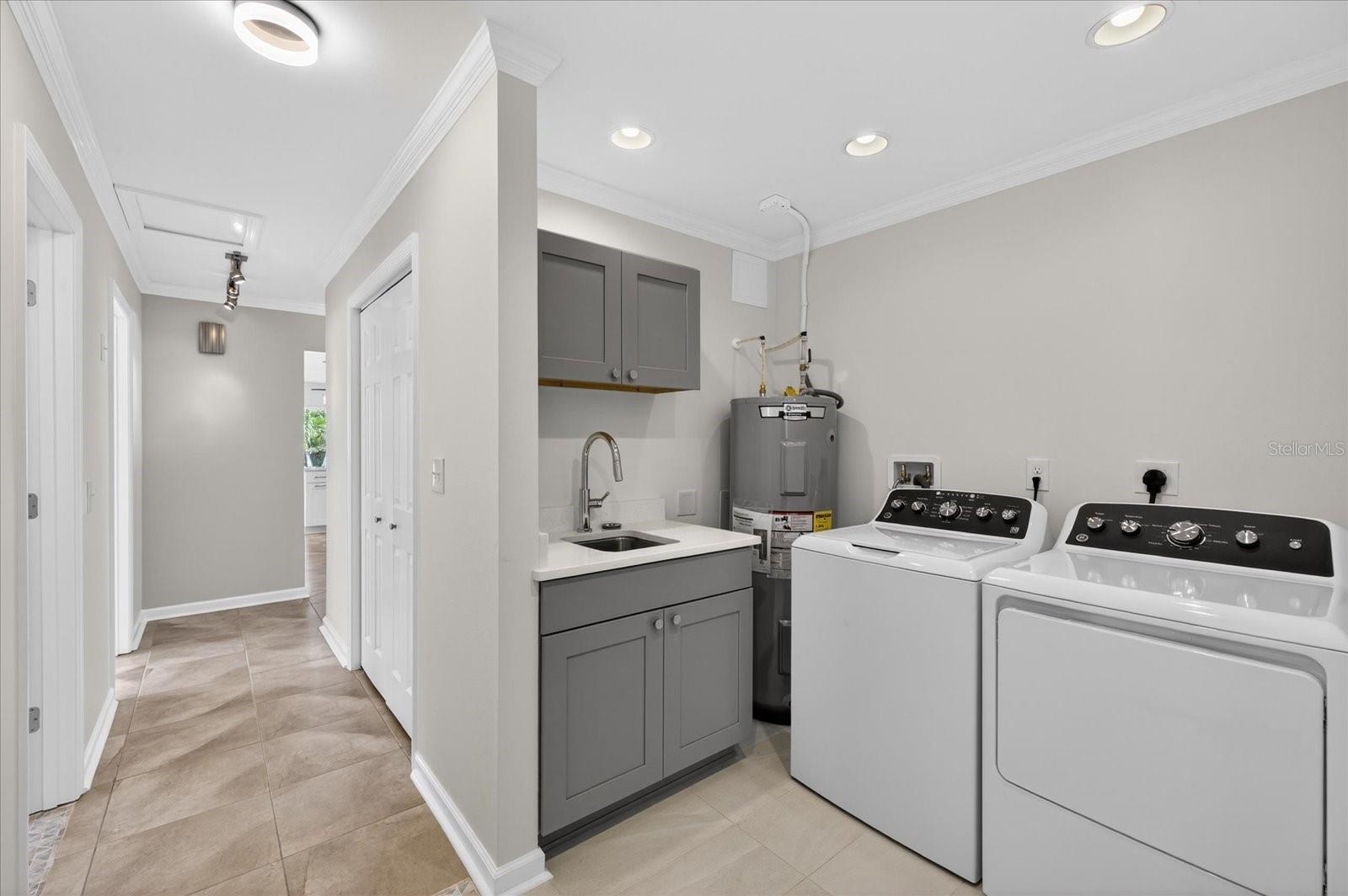 Entry from garage into home, laundry room
