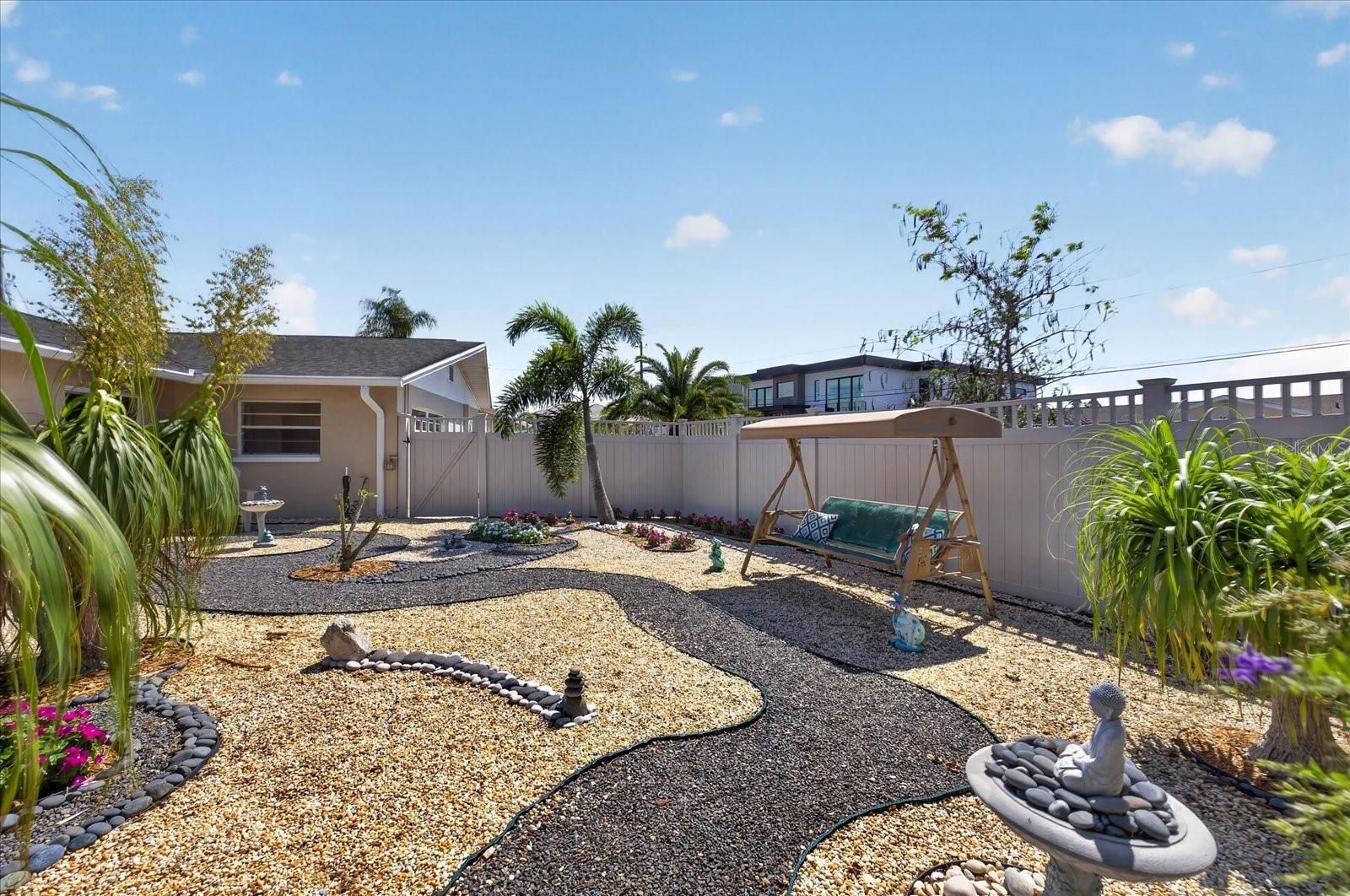 Magical Zen Garden with stone trails