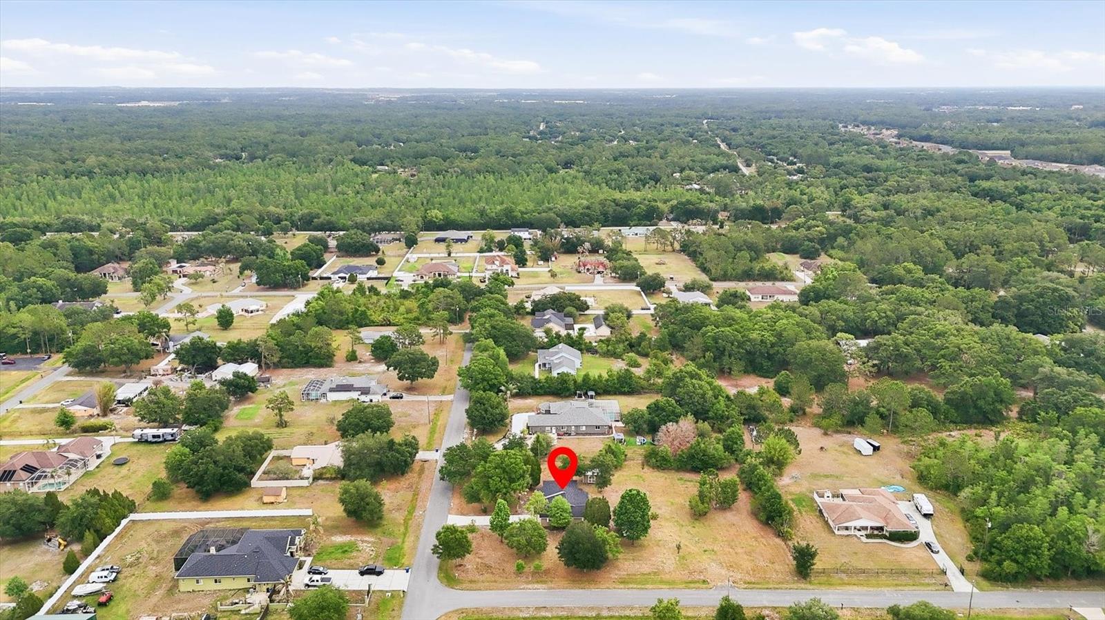 Birds eye view looking south