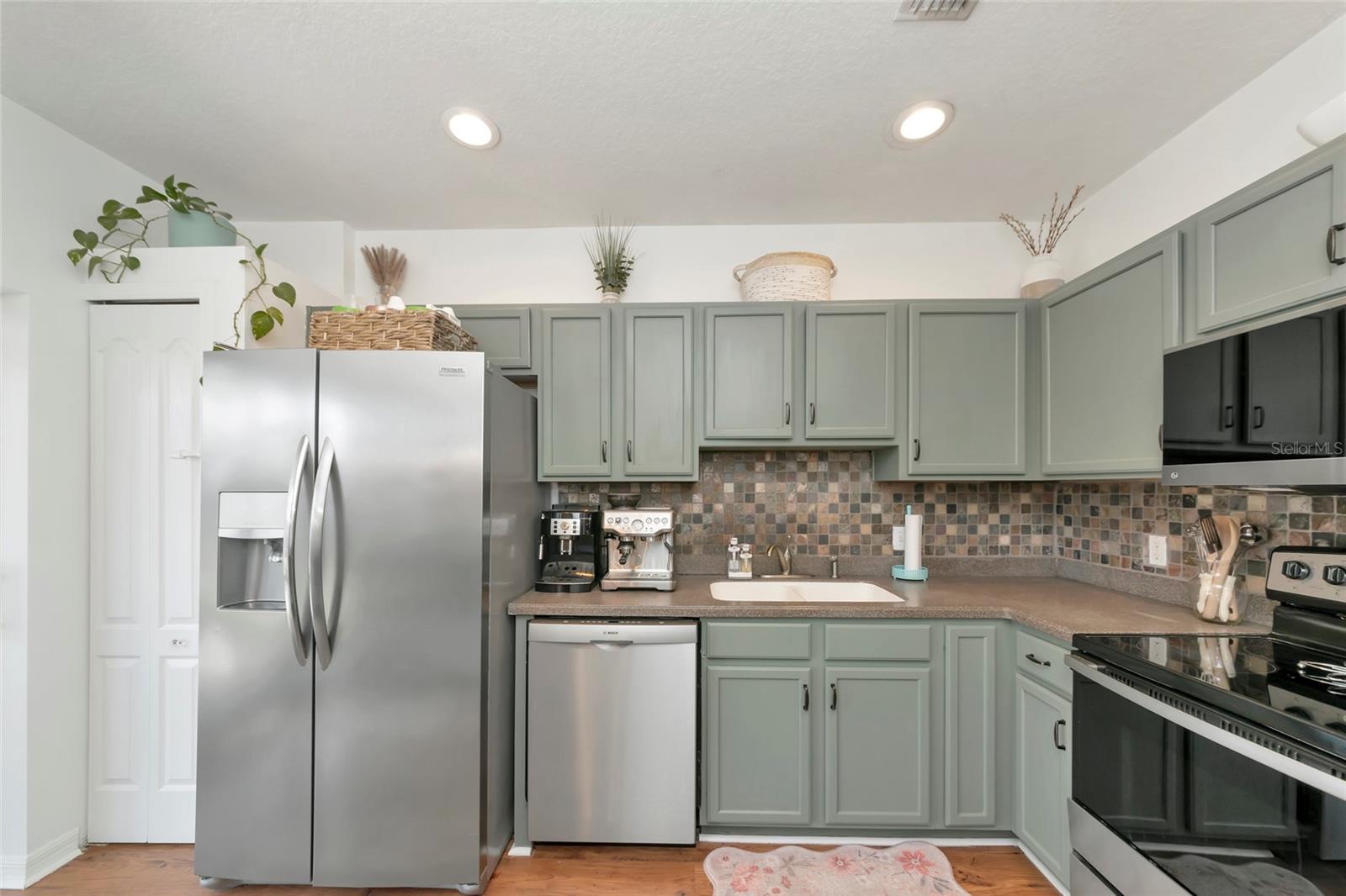 Kitchen with stainless steel appliances