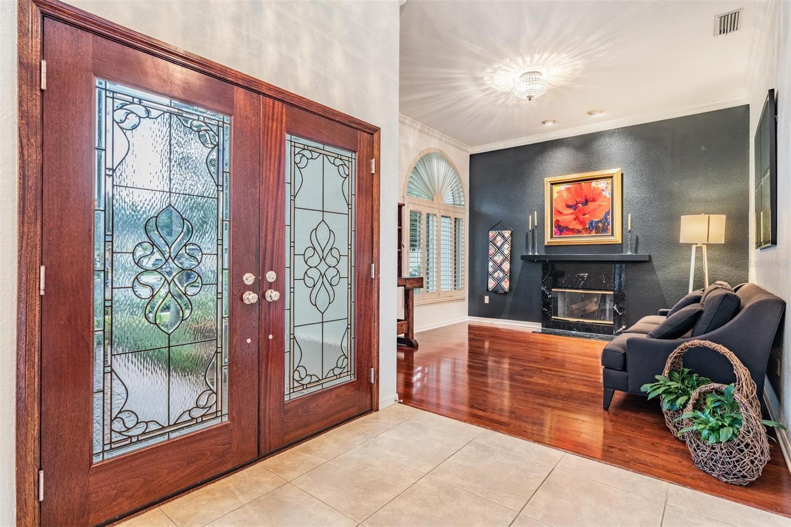 Grand foyer with double doors