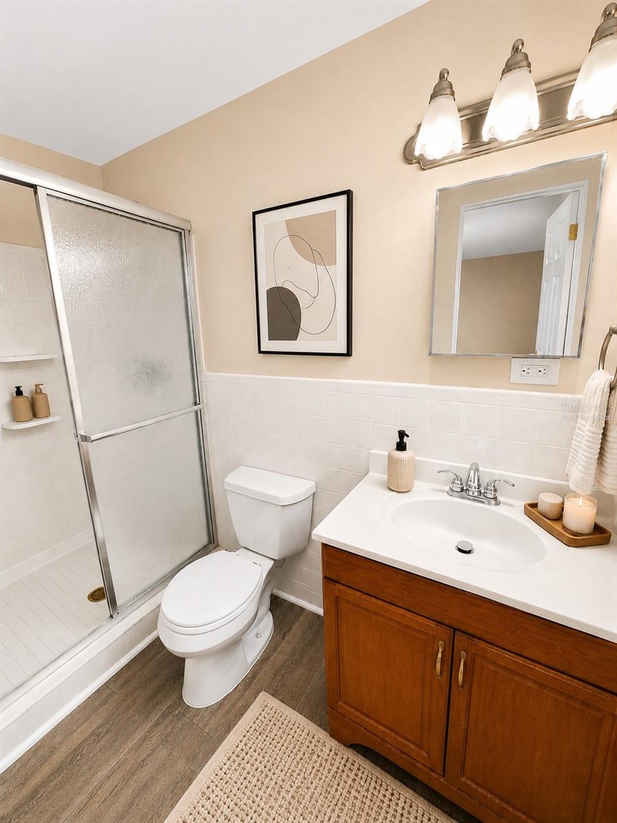 primary bathroom. virtually staged