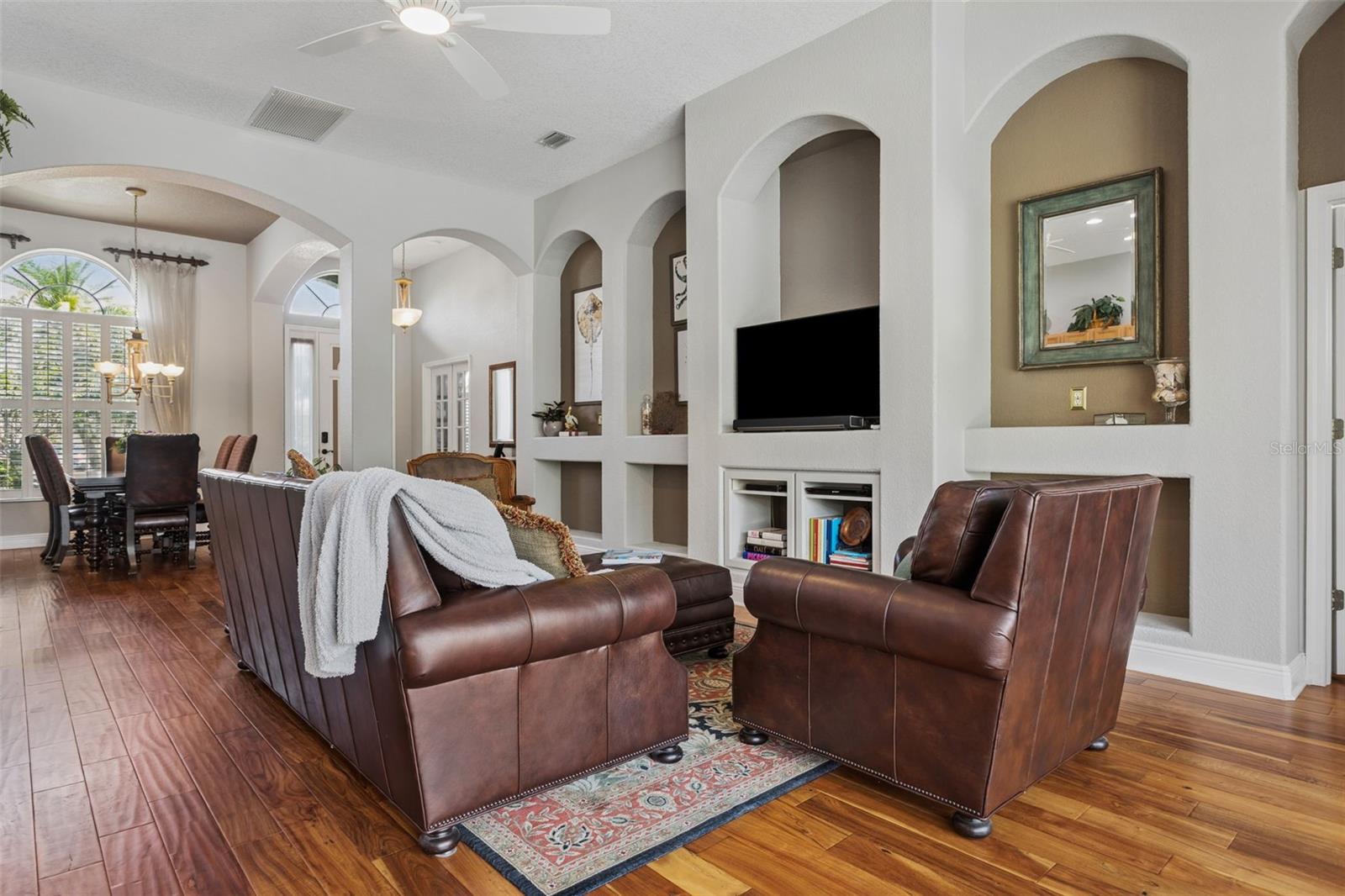 Solid hardwood flooring.