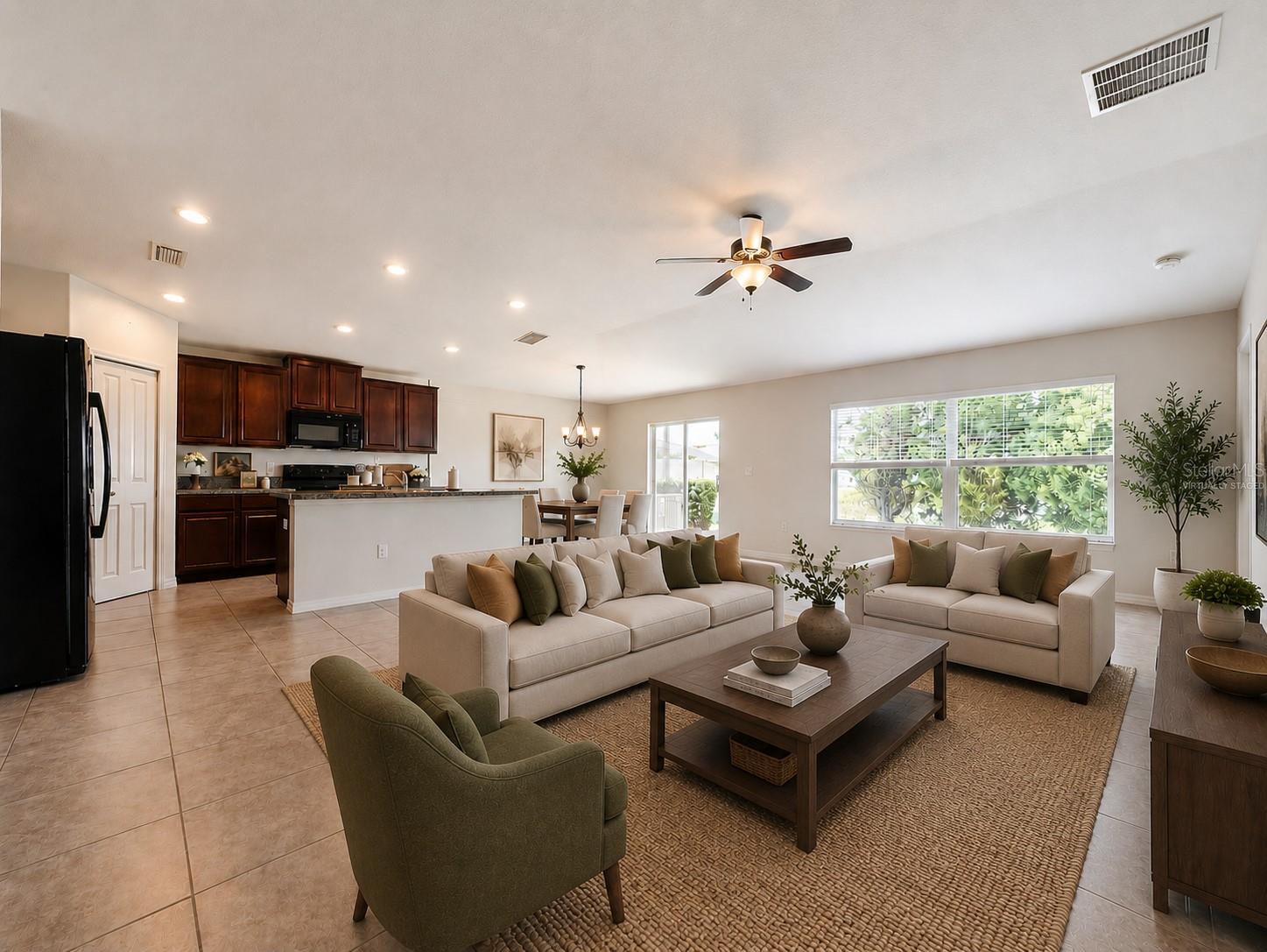 Virtually staged living room.