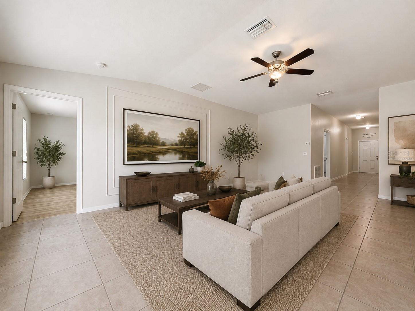 Virtually staged living room.