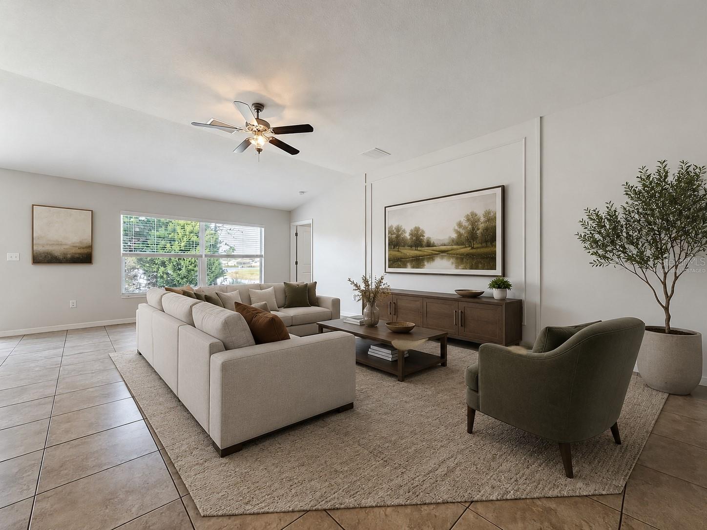 Virtually staged living room.
