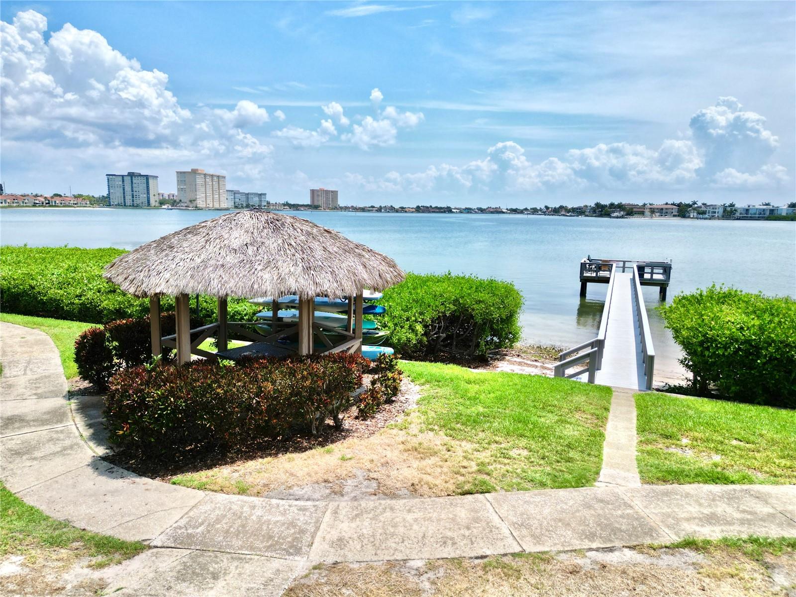 Sidewalk view of the dock