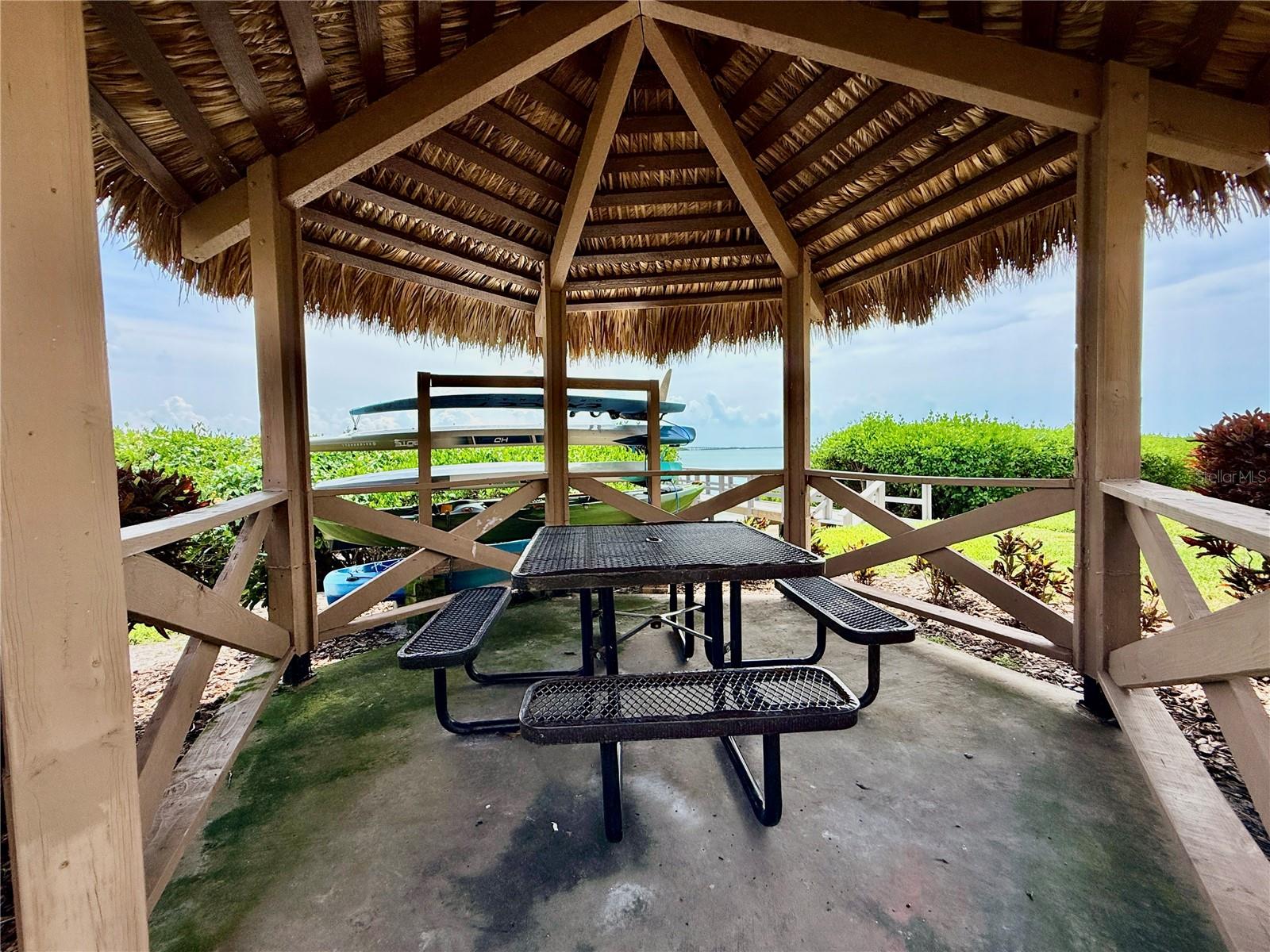 Seating area next to the dock