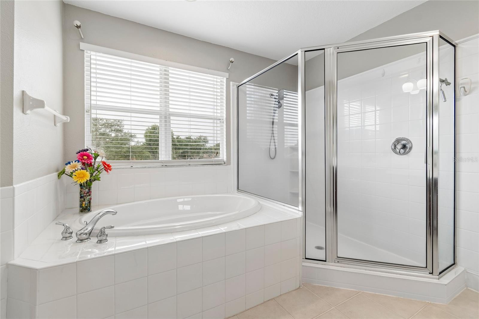 The spacious ensuite bathroom boasts plenty of natural light, garden tub, huge shower, double vanity and double closets