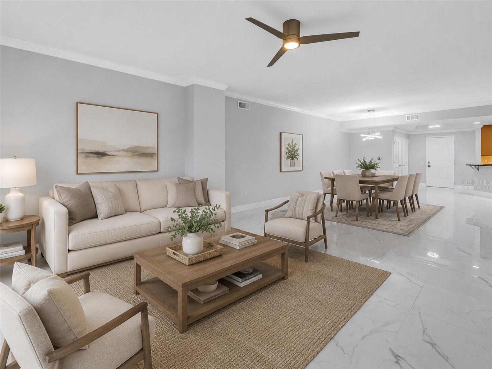 Dining / Living Room Areas - Virtually Staged