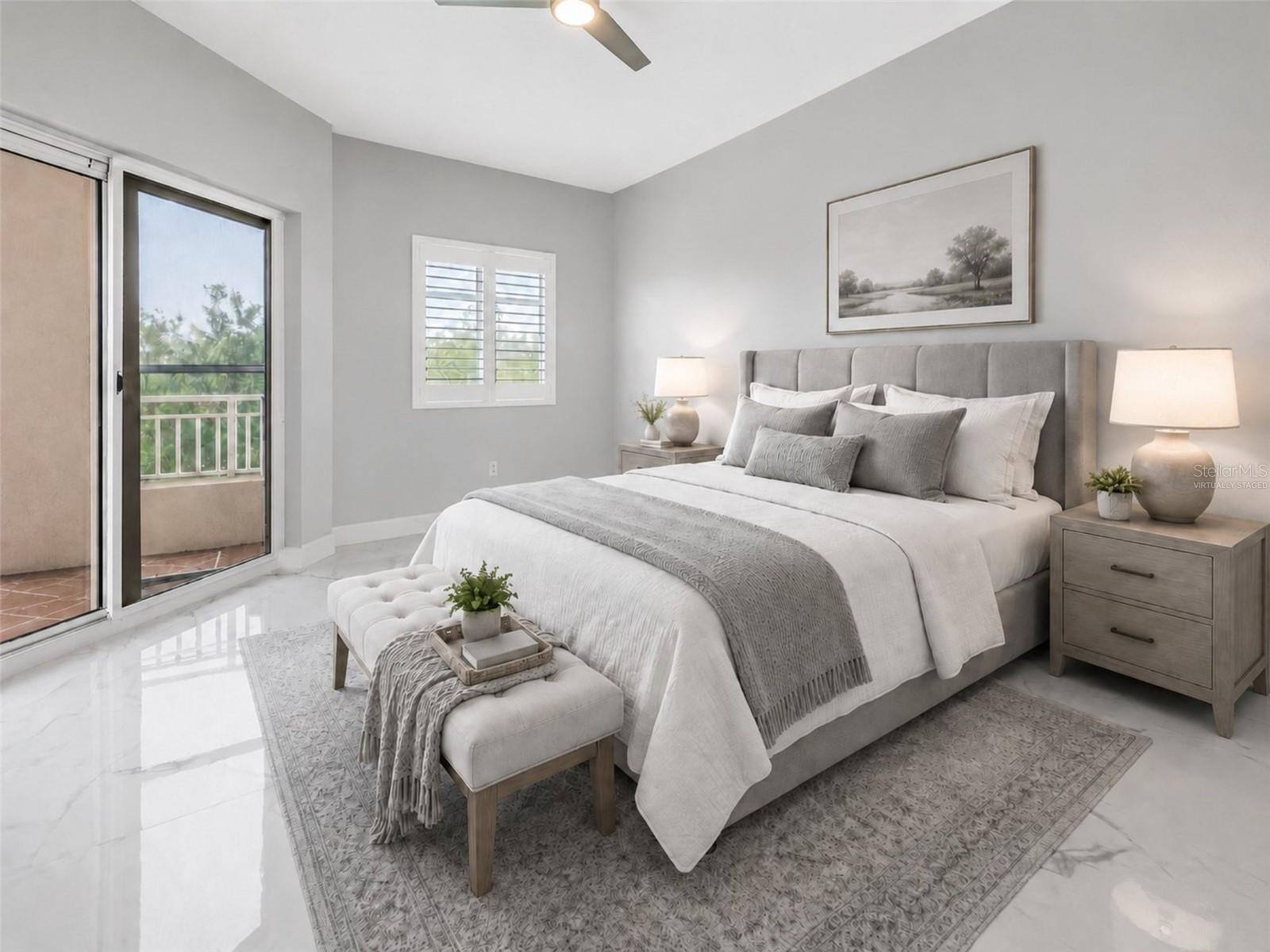 2nd Bedroom and Access to Balcony - Virtually Staged